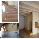 Escalier cloisonné avec meuble et bureau